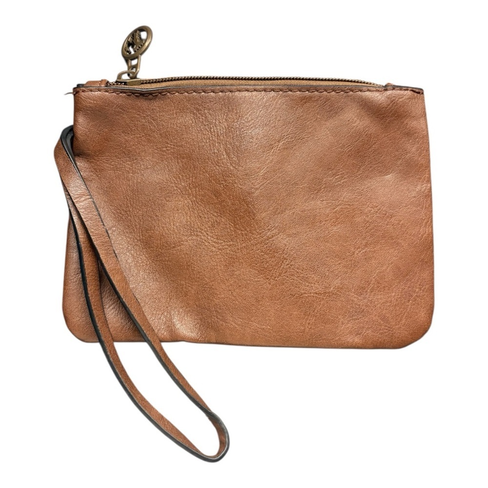 Authentic Florence Leather Market Tan Leather Wristlet Clutch Purse